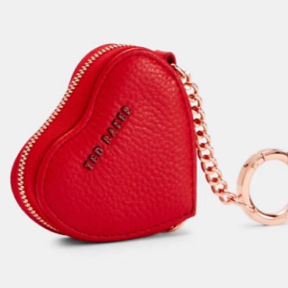 TED BAKER Kahi Heart Red Coin Case Charm Keyring
